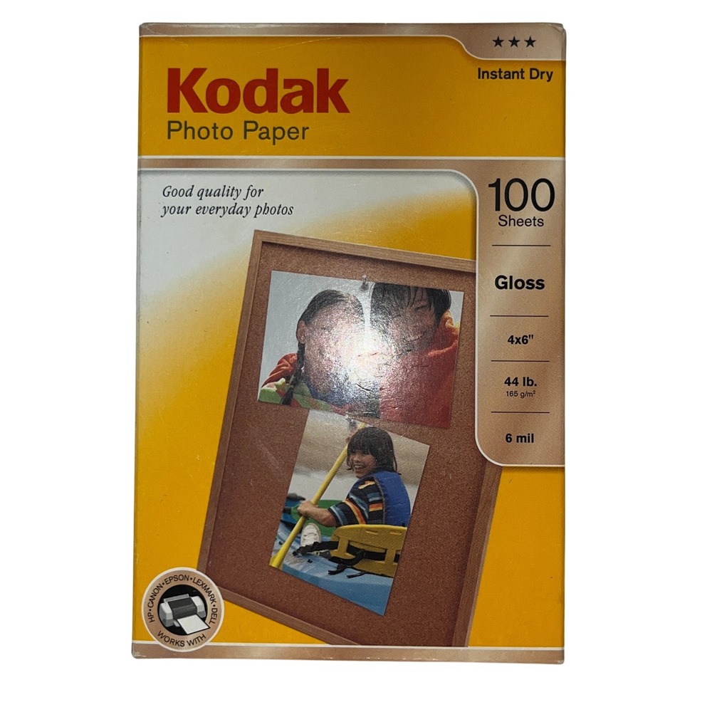 Kodak Photo Paper 59 Sheets Glossy 4x6 Inch‎ Instant Dry Inkjet Dry Open Pkg